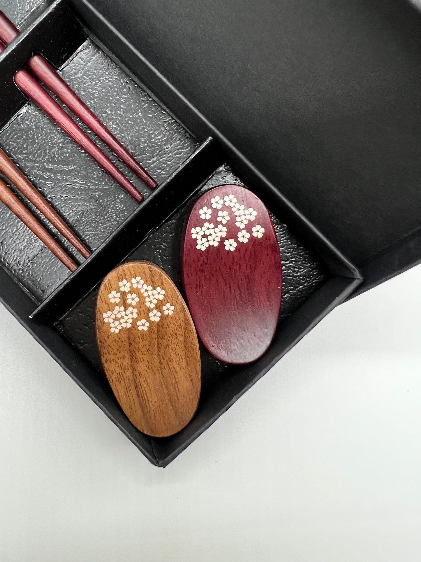 TBW-2 Two sets of chopsticks and chopstick rest with inlay work
